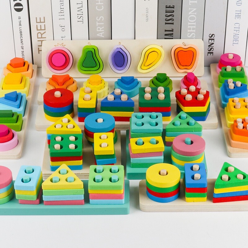 Wooden Kidsren's Small Column Set Geometric Figure Matching Color Shape Cognitive Building Blocks Puzzle Early Education Educational Toys Wooden Kidsren's Small Column Set Geometric Figure Matching Color Shape Cognitive Building Blocks Puzzle Early Education Educational Toys