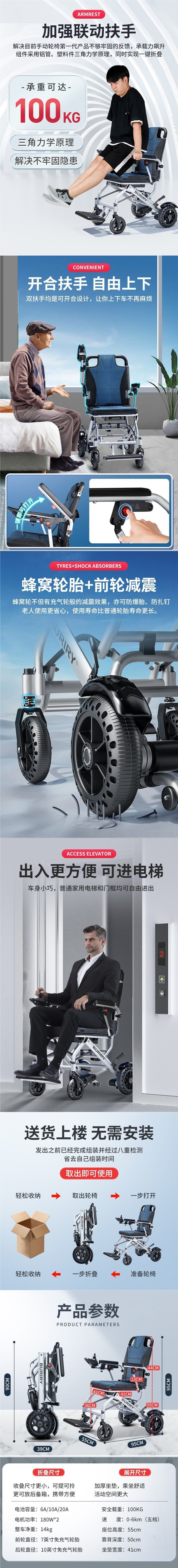 Foldable Lightweight Smart Electric Wheelchair for Disabled/Elderly