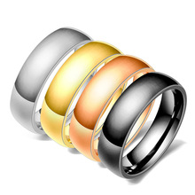 欧美ins个性简约5mm时尚男女不锈钢钛钢戒指18K镀金情侣光面指环