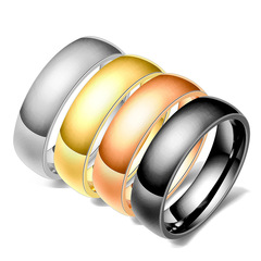 Elegant Minimalist 6mm Fashion Stainless Steel Titanium Steel Ring for Men and Women, 18K Gold Plated Couple's Smooth Band