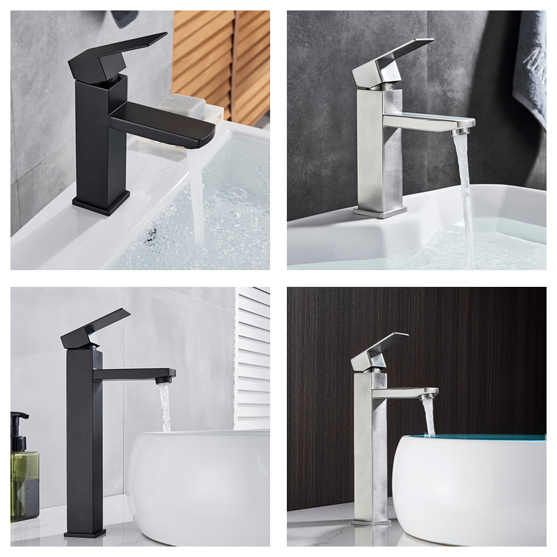 304 Stainless Steel Square Basin Faucet Toilet Heightening Washbasin Basins Baking Paint Hot and Cold Faucet