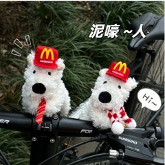 西ハイランド子犬自転車装飾人形人形サイクリングマウンテンバイクハンドルバークリエイティブベルクロ紛失防止