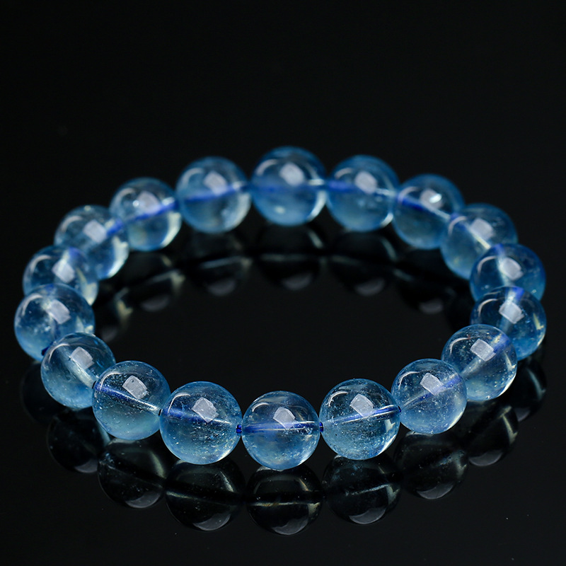 ホンチュクリスタル 天然アクアマリンブレスレット ラウンドビーズ DIY手作りジュエリーアクセサリー ルースビーズ 半完成品 卸売