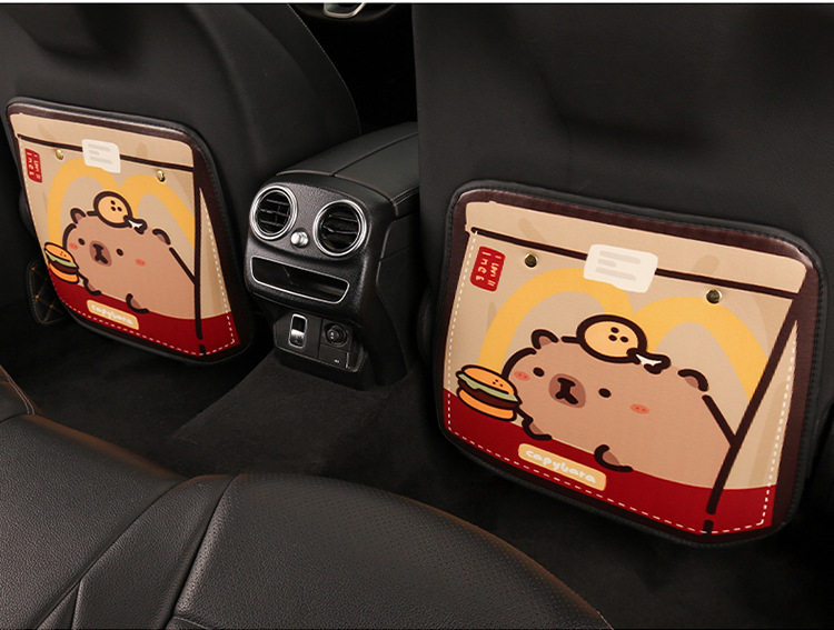 Three-Color Kapibara Anti-Kick Pad for Women, Cute Cartoon Seat Back Anti-Kick Pad, Car Seat Back Anti-Fouling Pad