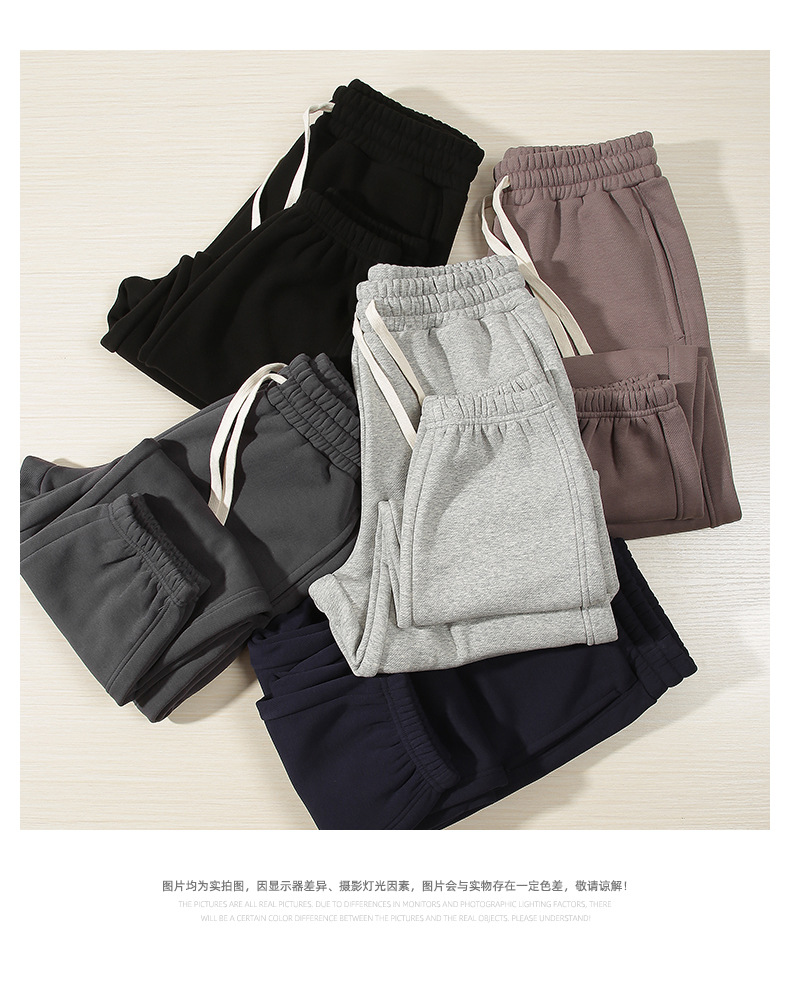 登爵男装摇粒绒400g重磅卫裤2023秋冬新款宽松加绒卫裤男