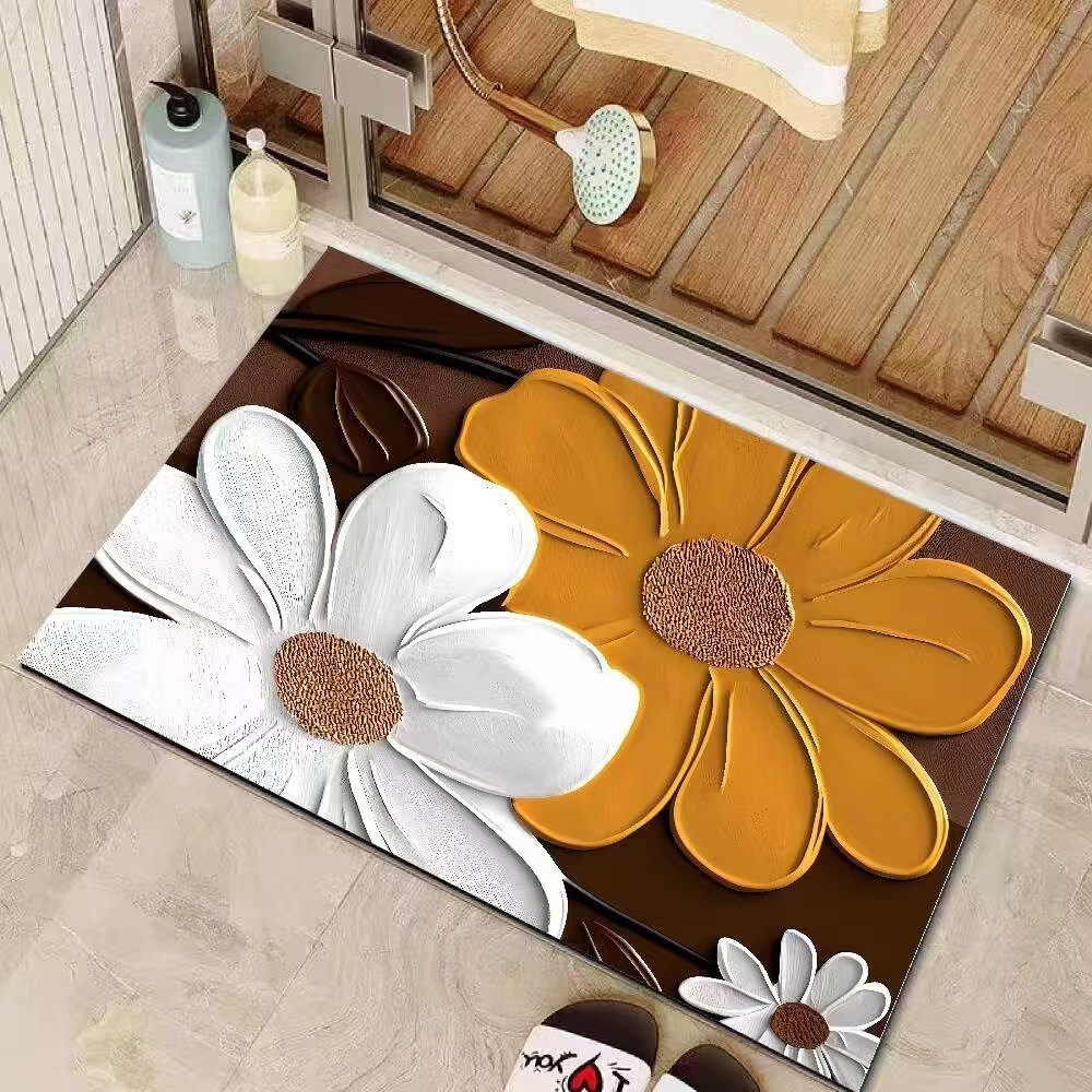 Pintura al óleo de estilo de baño piso de algas almohadilla de barro de algas almohadilla de absorción de agua de la puerta del baño almohadilla antideslizante fácil de cuidar