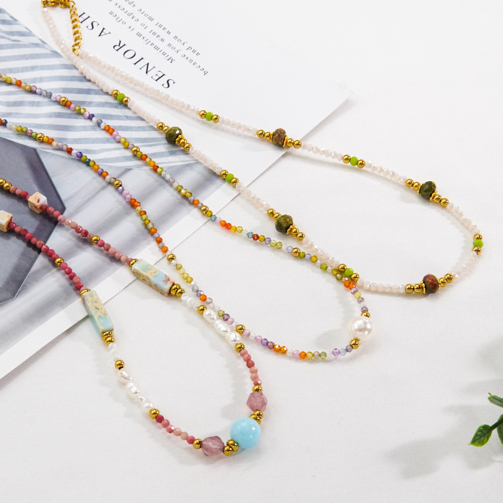 1 Piece Quantity Elegant Lady Geometric Stainless Steel Natural Stone Necklace
