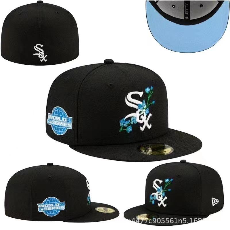 2024 nuevo estilo comercio exterior al por mayor SOX gorra de béisbol completamente sellada gorra de hip hop completamente cerrada para parejas de hombres y mujeres gorra de visera