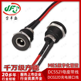 DC022D座子连接线 大电流立式DC头带线电动车电源充电口接线