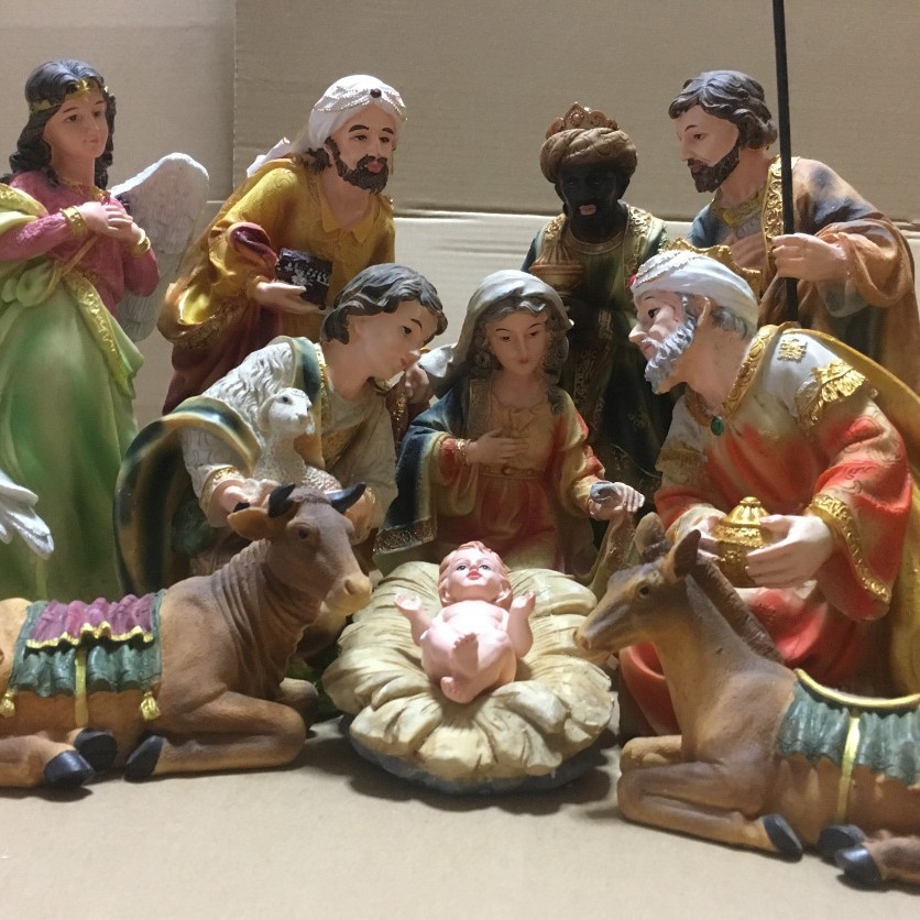 Comercio exterior hogar Iglesia Europea boutique 31cm 12-piece set Navidad pesebre set decoración decoraciones