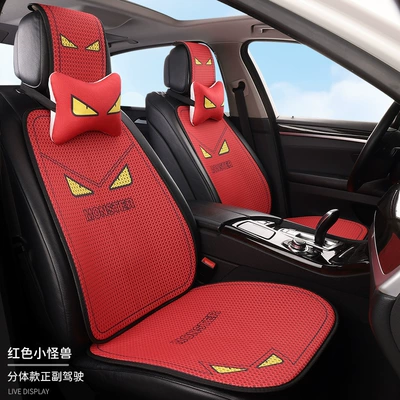 Half-Wrapped Waist-Cushion, Universal for All – Seat cushion, seat cover - red-little-monsterdriver-passenger-seats-2-seats-2-backrests-2-neck-pillows-honeycomb-design