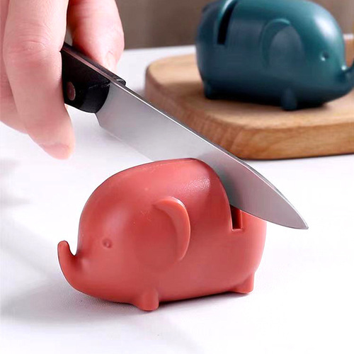 Cartoon Nordic Mini Elephant Knife Sharpener Quick Kitchen Knife Scissors Fruit Knife Non-Slip Whetstone Kitchen Tools