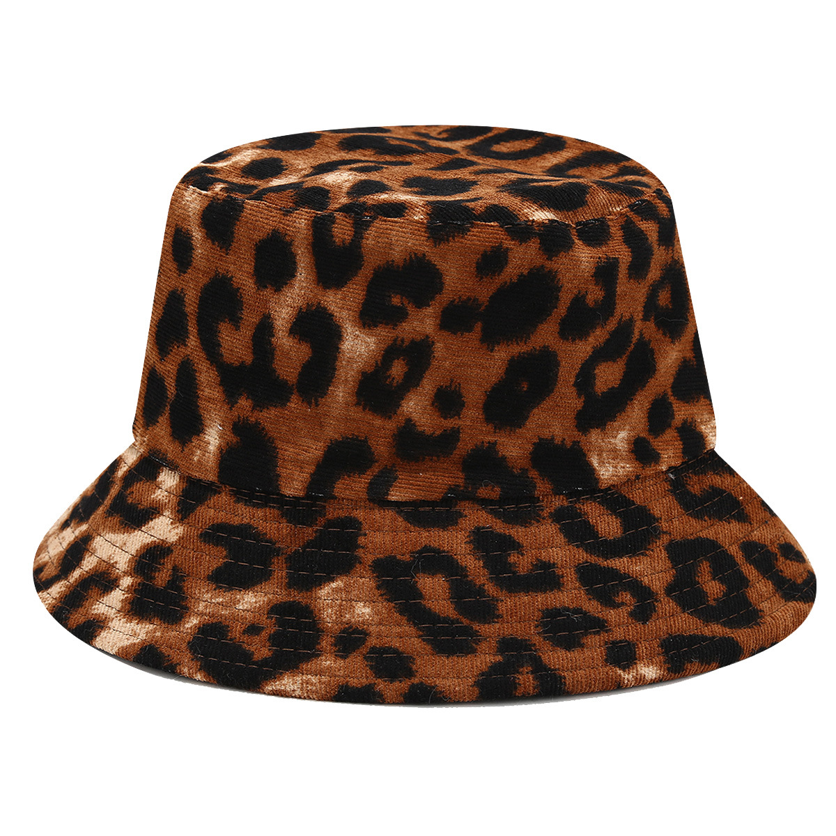 Comercio exterior nuevo retro leopardo meleece sombrero para mostrar la cara de una pequeña dama otoño y invierno al aire libre sombrero de pescador de sombra solar