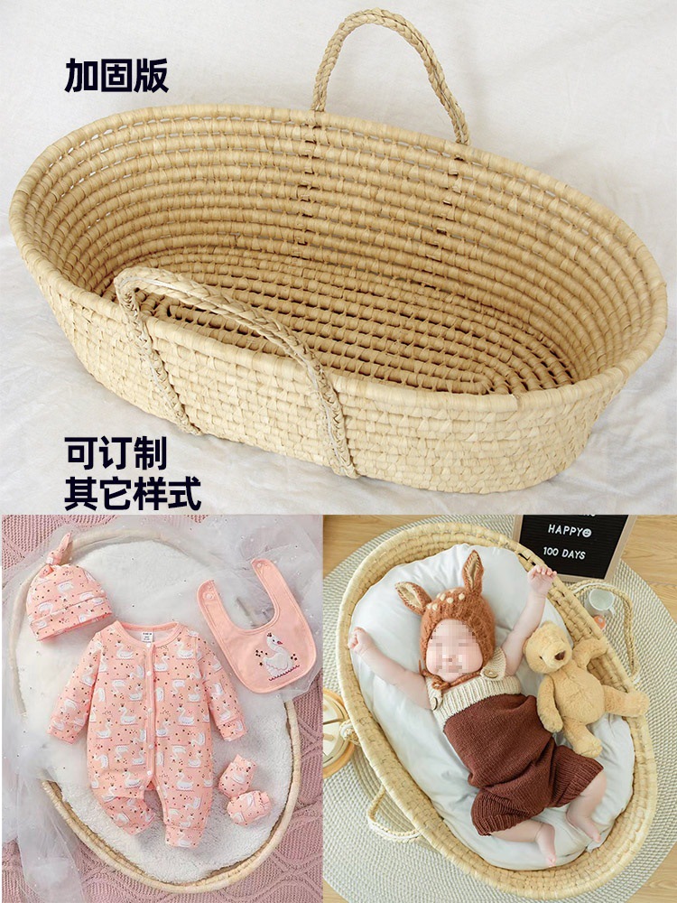 Baby Sleeping Basket Bed Baby Photo Props Woven Basket Lying Basket Cradle Hundred Days Young Kidsren Newborn Pet Nest