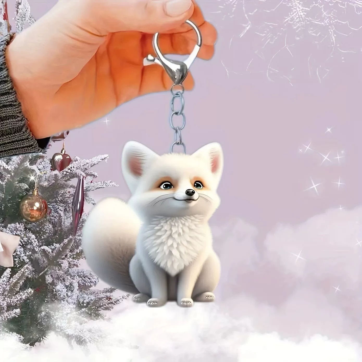 Трансграничные горячие продажи белые лисы акриловые подвески в автомобиле зеркало заднего вида подвеска рюкзак брелок украшения
