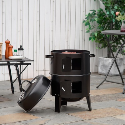 Vertical Charcoal bbq Smoker 3 in 1 16 Round Charcoal跨境