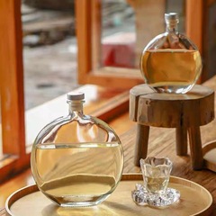 平円果実酒瓶250mlガラス透明小酒瓶アイス瓶500mlコーヒー瓶精白洋酒瓶