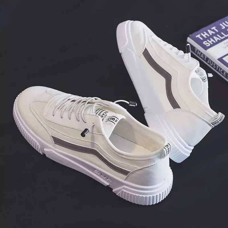 2025 летние новые модные парусиновые туфли, модные мужские туфли в корейском стиле, универсальные повседневные белые кроссовки, тканевые туфли с низким берцем, белые туфли