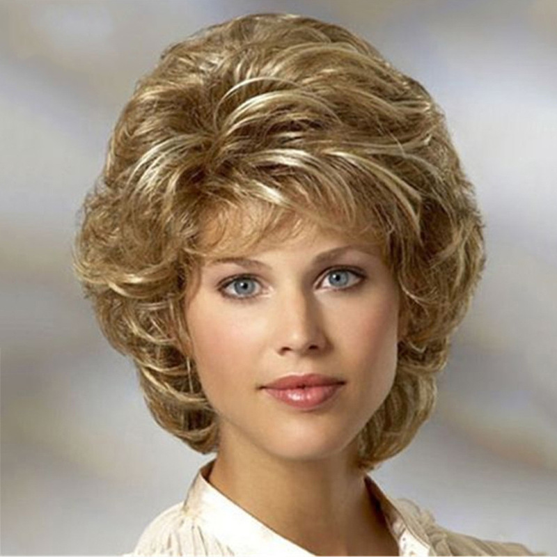 Cross-border European and American wig fluffy short curly hair ladies fashion chemical fiber headgear wig women spot a generation of hair Cross-border European and American wig fluffy short curly hair ladies fashion chemical fiber headgear wig women spot a generation of hair