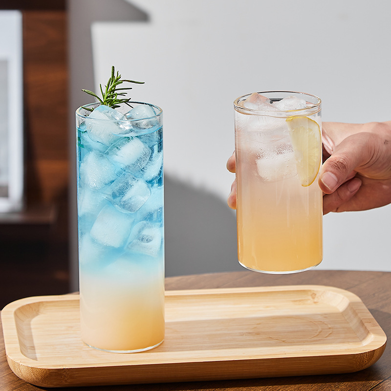 ins高硼硅直筒柯林杯玻璃鸡尾酒杯长岛冰茶杯简约直身长饮调酒杯|undefined