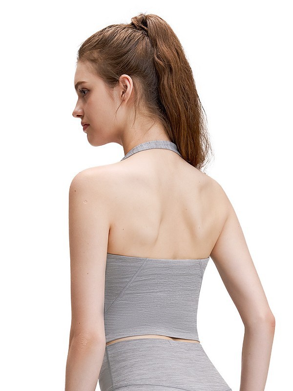 Una pieza de chaleco de cuello colgante mujer retro lu yoga ropa de ejercicios con cojín de pecho desnudo sensación de ropa interior deportiva transpirable