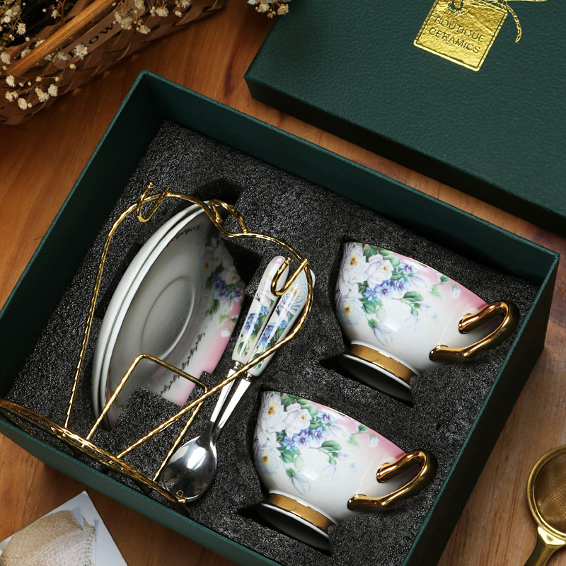 Taza de café de cerámica europea de hueso, taza de cerámica doméstica creativa, taza de alta calidad, caja de regalo de taza exquisita al por mayor