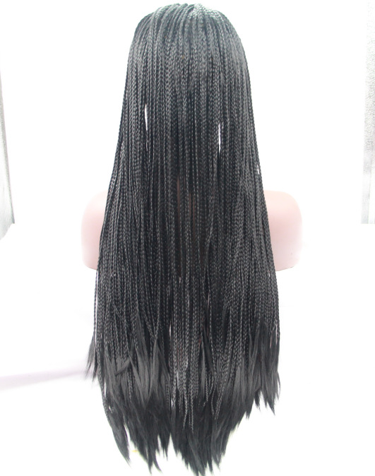 Funda de peluca de seda de alta temperatura de fibra química, estilo de moda europeo y americano, cabello largo y rizado negro, peluca de encaje frontal LW0247