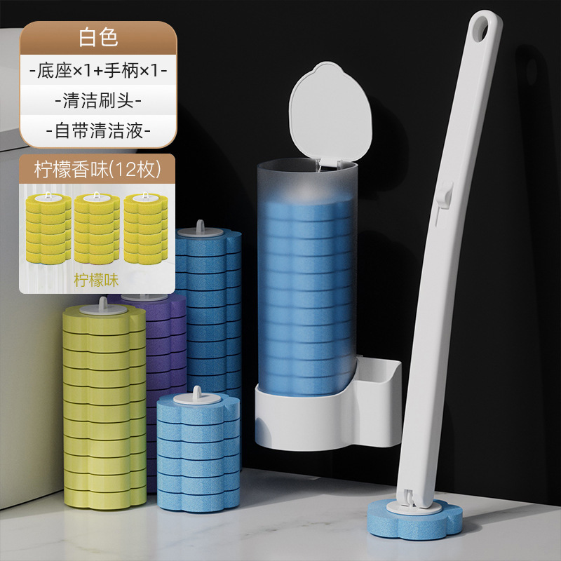 使い捨てトイレブラシセット、浴室死角なし、滅菌家庭用使い捨て交換用クリーニングブラシヘッドトイレブラシ|undefined