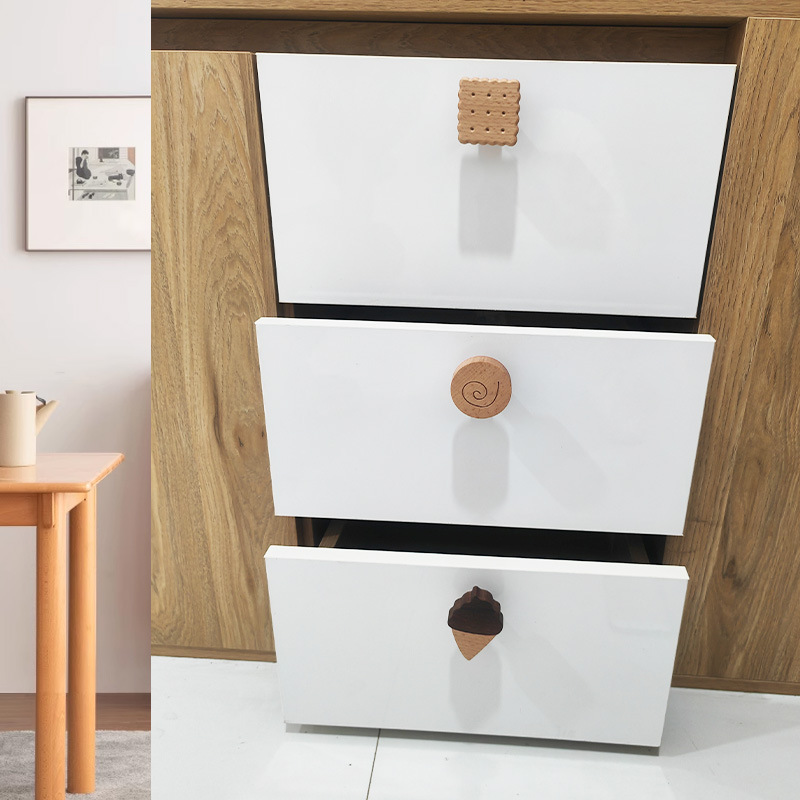 Cute Fun Solid Wood Hook Modern Simple Hallway Non-perforated Creative Multi-functional Cabinet Door Handle Household Clothes Hook