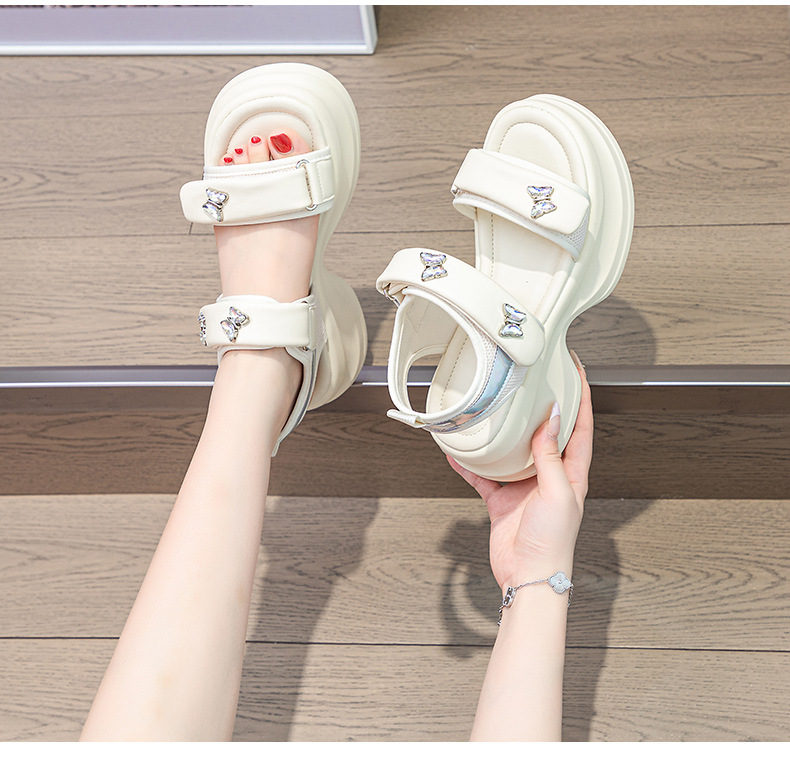 Dép sandal nữ quai chữ V đế dày 5 cm, phong cách thể thao, dán Velcro, phù hợp đi chơi ngoài trời hè 2026 — M2605 đen, M 2605m Màu sắc chi tiết 10