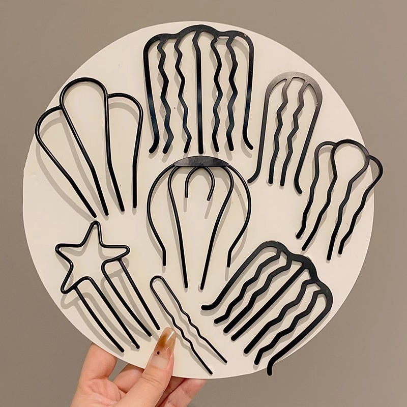 Pelo perezoso rizador negro horquilla pelo tapón bola cabeza pelo updo herramienta en forma de U peine pelo trenzado artefacto horquilla