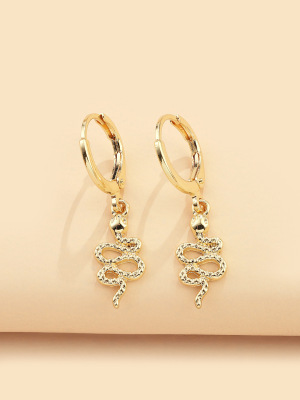 欧美跨境潮流个性合金电镀不规则金色流苏褶皱蛇形耳扣耳环女批发 欧美跨境潮流个性合金电镀不规则金色流苏褶皱蛇形耳扣耳环女批发