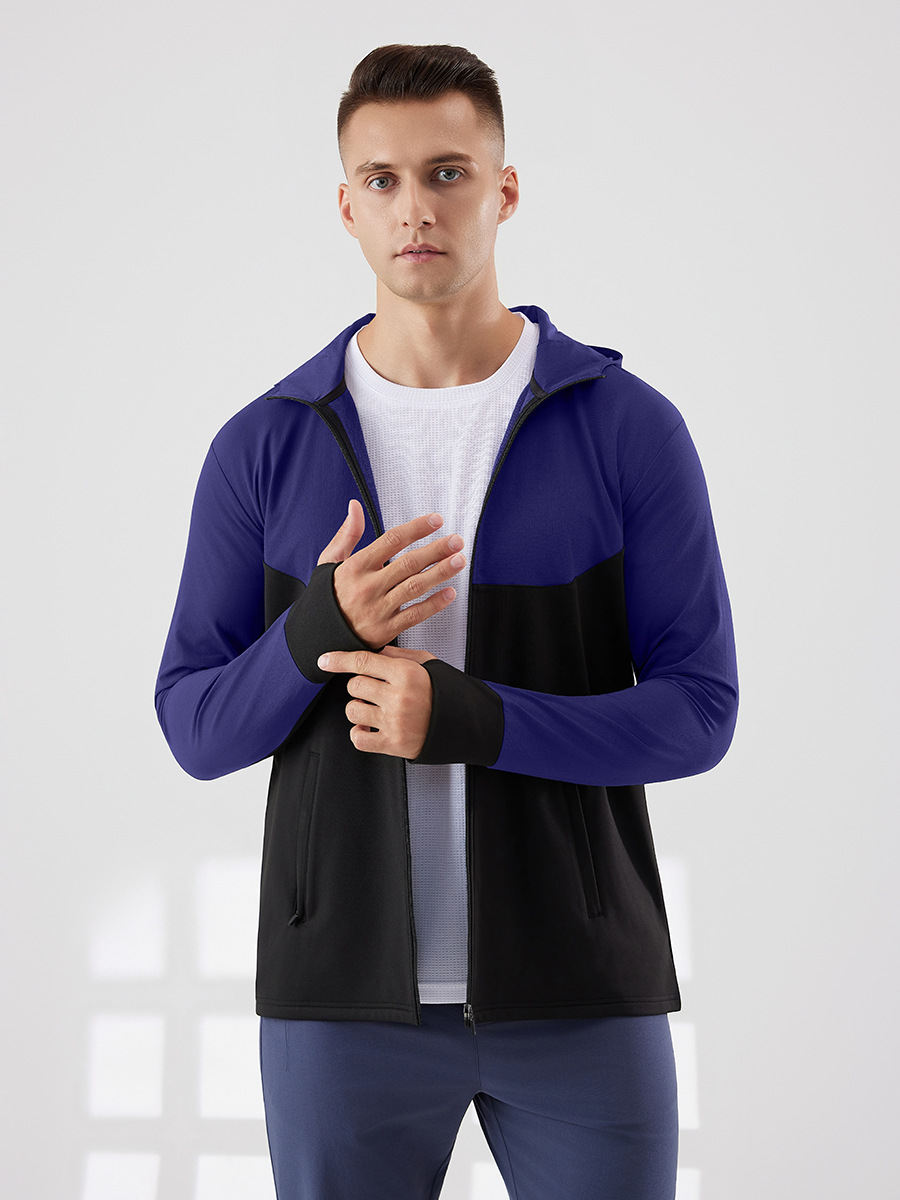 Deportes suéter con capucha de los hombres de otoño e invierno al aire libre correr fitness a prueba de viento cálido forro polar con capucha chaqueta deportiva casual