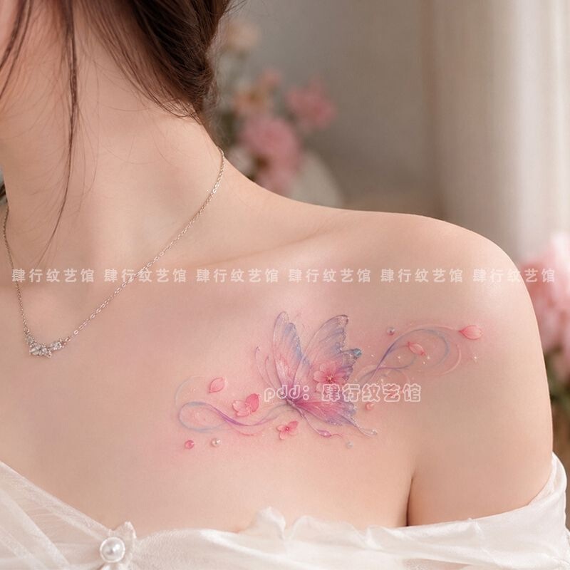 Dreamy Butterfly Colorful Tattoo Stickers Original Girlish Style Pure Desire Aesthetic Clavicle Washable Realistic Long-Lasting Waterproof Dreamy Butterfly Colorful Tattoo Stickers Original Girlish Style Pure Desire Aesthetic Clavicle Washable Realistic Long-Lasting Waterproof