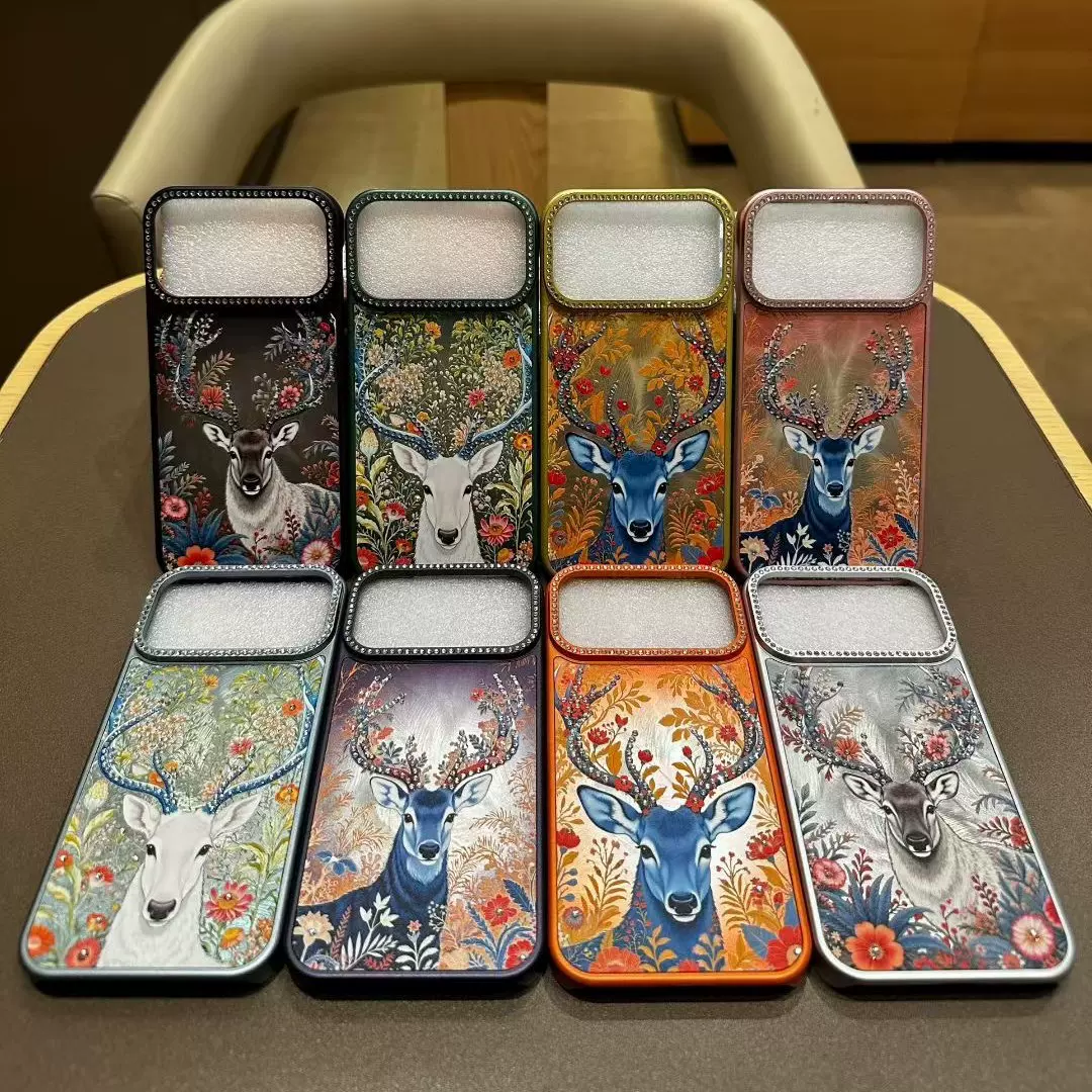 适用苹果17promax电镀14手机壳iPhone13全包网红保护套16plus麋鹿