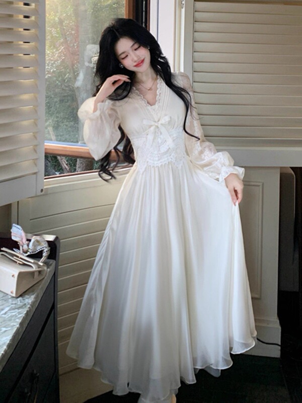 Sweet and Elegant Lace Dress with Multiple Wearing Styles, Hooded Design, and Collar, for Women, Spring Season, Waist-Cinching, Slimming, Fairy-Style Dress Sweet and Elegant Lace Dress with Multiple Wearing Styles, Hooded Design, and Collar, for Women, Spring Season, Waist-Cinching, Slimming, Fairy-Style Dress