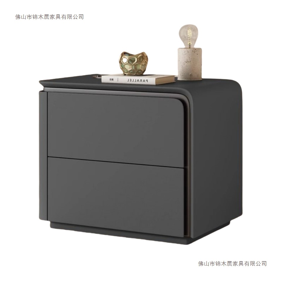 Moderno simple crema madera maciza pequeña mesilla de cama de cuero dormitorio de alta calidad nuevo almacenamiento de almacenamiento completo