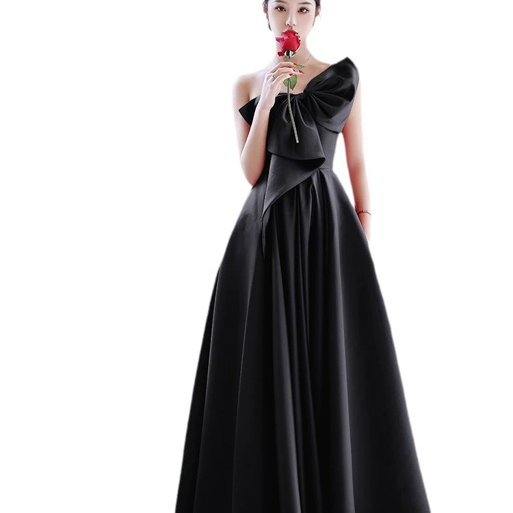Black spring evening dress, skirt, 2022