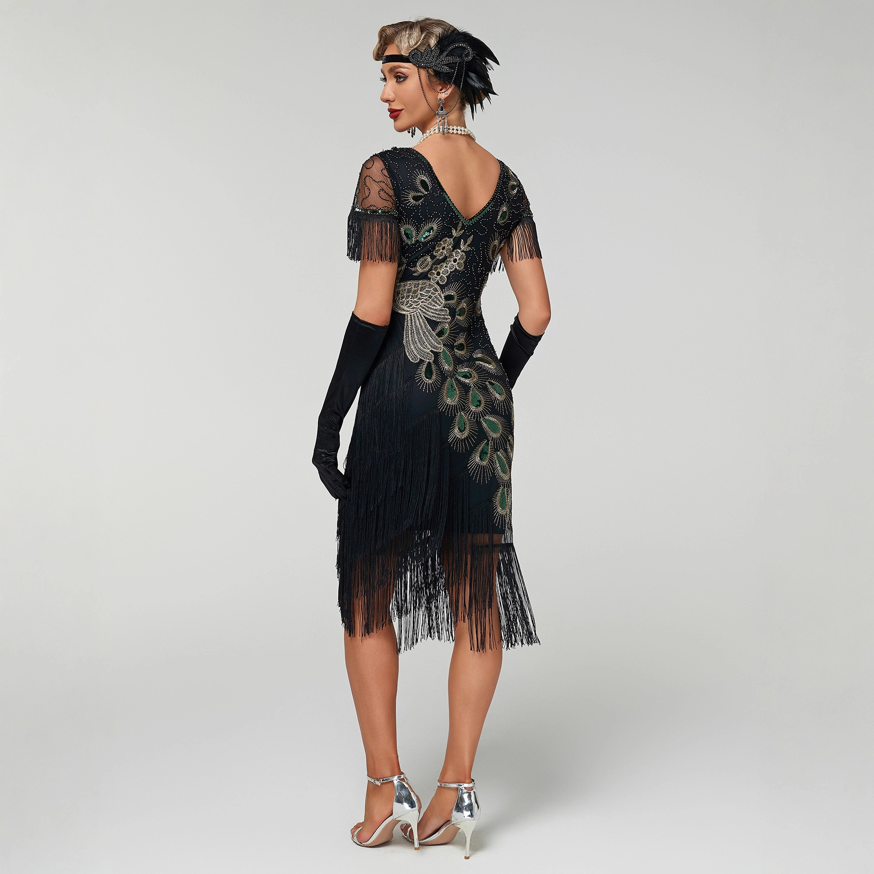 Vintage Sequin Tassel Dress 1920 Gatsby Style Beaded Prom Dance Party Toasting Women's Vintage Dress_ecoleips.com
