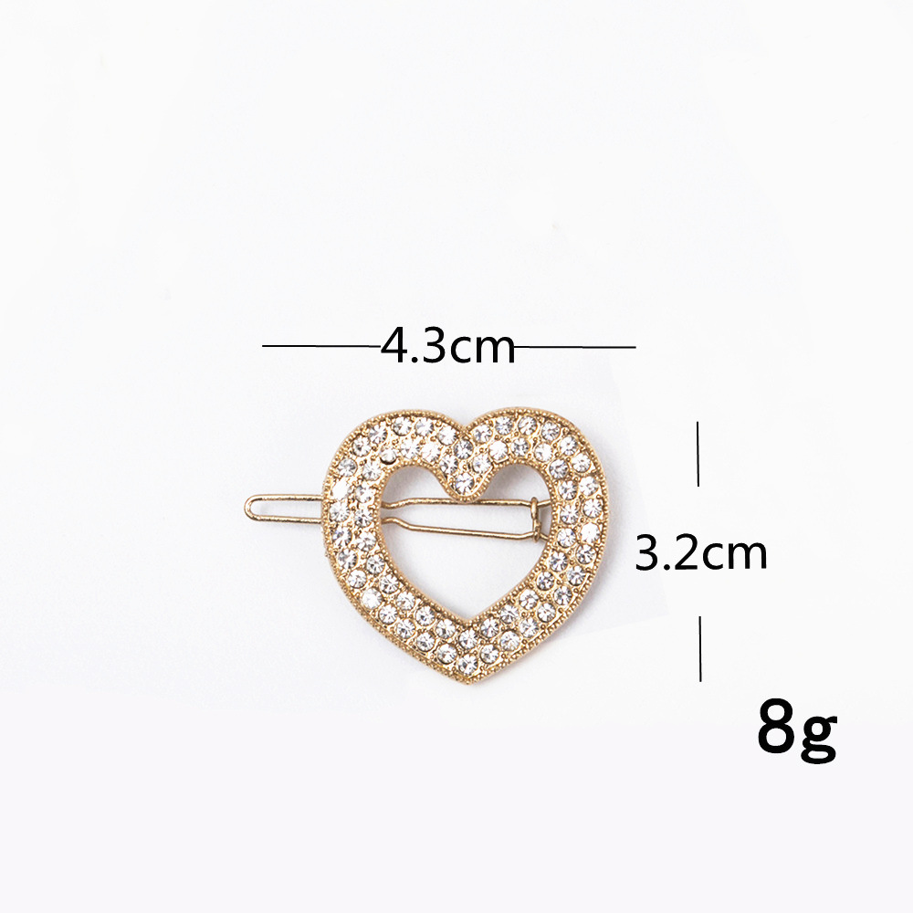 Simple Style Square Heart Shape Flower Metal Plating Inlay Rhinestones Hair Clip 1 Piece display picture 9