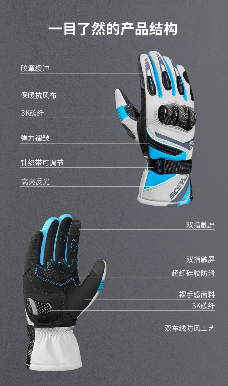 Saiyu Motorcycle Riding Gloves for Men, Autumn and Winter, Warm, Waterproof, Windproof, Anti-fall, Motorcycle Racing Gear for Women 164