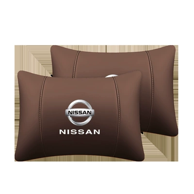 Headrest: Teana, Qashqai, Juke, Tiida, Tiida - full-leather-1-headrest-1-waist-pillow-coffee-color-nissan-standard