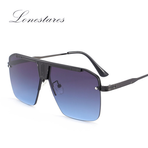 Personalized European and American Style Metal Splicing Integrated Gradient Sunglasses for Men, Fashion Trendy Cool and Charming Sunglasses