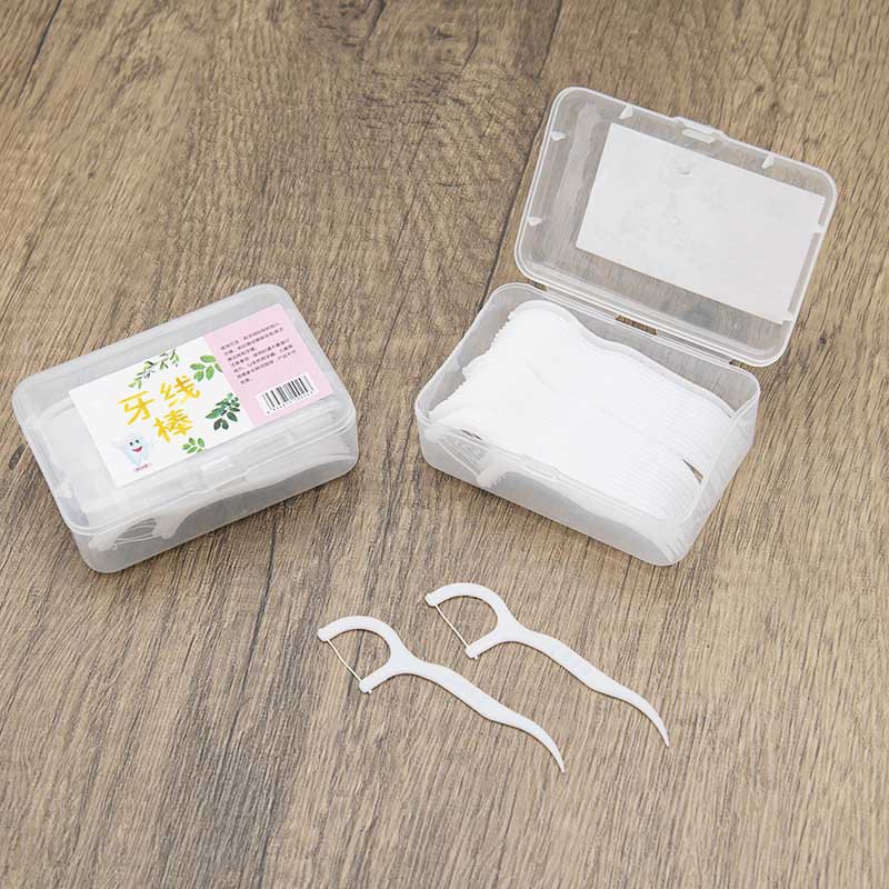 30支装塑料盒装牙线透明方形盒装牙线清洁牙齿剔牙线扣牙线批发