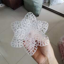 仿真花白色网状圣诞花　圣诞树圣诞圈圣诞工艺装饰小花　可洒金粉