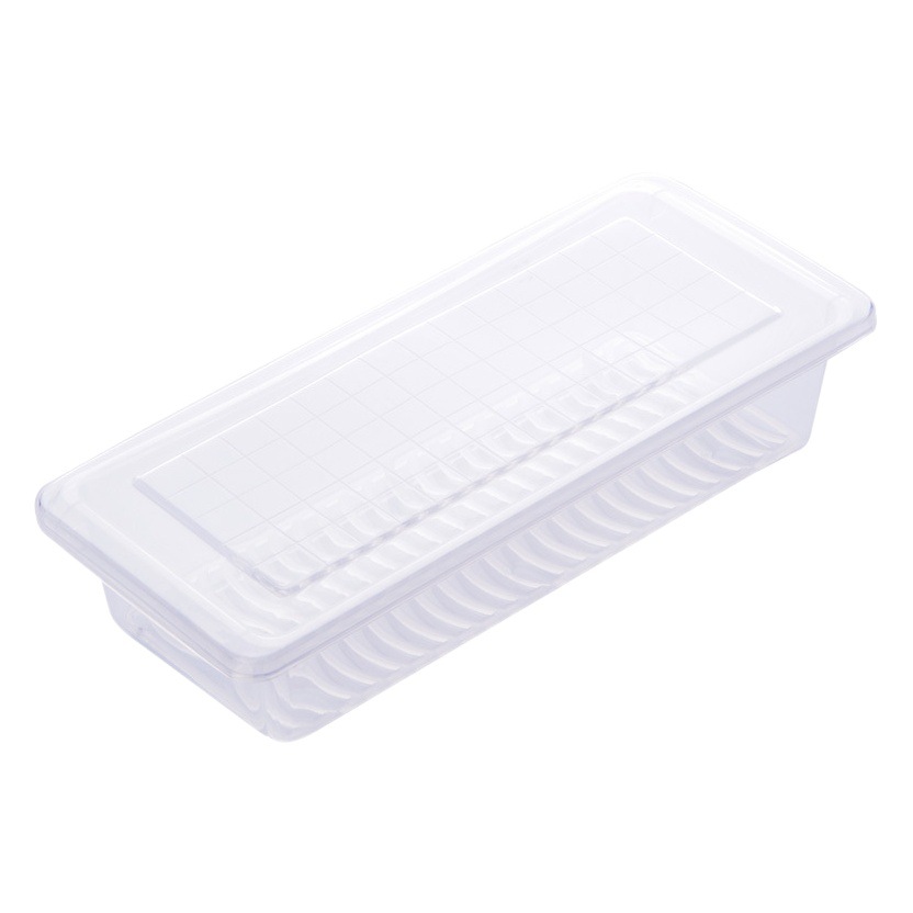 Caja de almacenamiento para refrigerador, para pescado congelado, con tapa rectangular de plástico, para clasificación y conservación en la cocina.