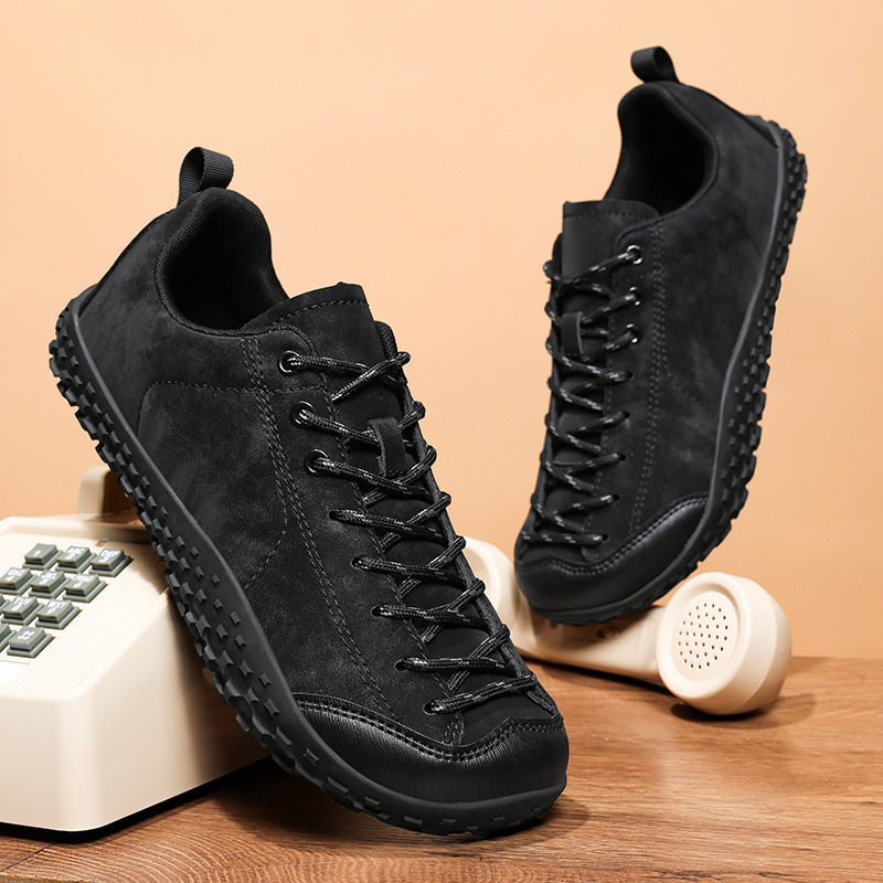 Giày thể thao nam cỡ lớn mũi rộng, giày sneaker lưới thoáng khí đi bộ đường dài, đế bằng — Hồng phấn, Màu be, Xanh lá cây, màu đen