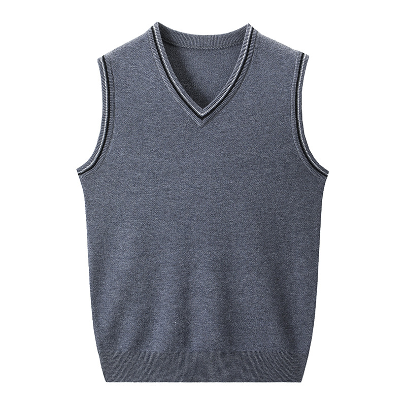 Chaleco Tejido con Cuello en V para Hombre de Lana y Acrílico, Térmico y Transpirable, para Otoño e Invierno