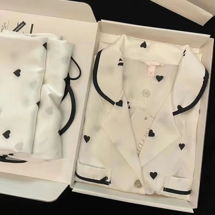 Transfronterizo satén jacquard hielo seda pijama de primavera y otoño mujeres pantalones de manga larga cardigan de alta calidad conjunto de ropa para el hogar