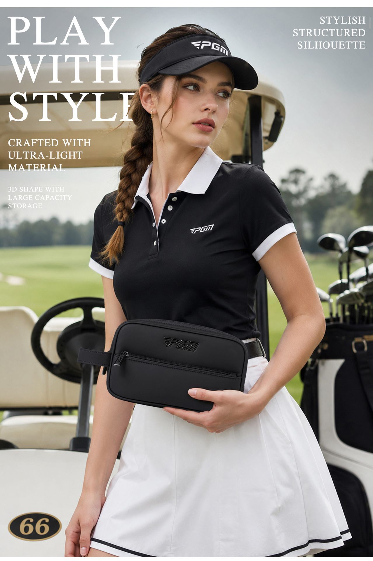 Túi cầm tay golf PGM siêu nhẹ hai lớp chống nước — Đen【Dung tích lớn hai lớp/Chống thấm nước/Siêu nhẹ 0.25】SOB025 chi tiết 4